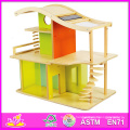 Nueva casa de juguete de madera de 2014 niños, casa de madera del juguete de los niños del juego popular, fábrica de madera del juego de la casa del juguete del bebé educativo W06A052
